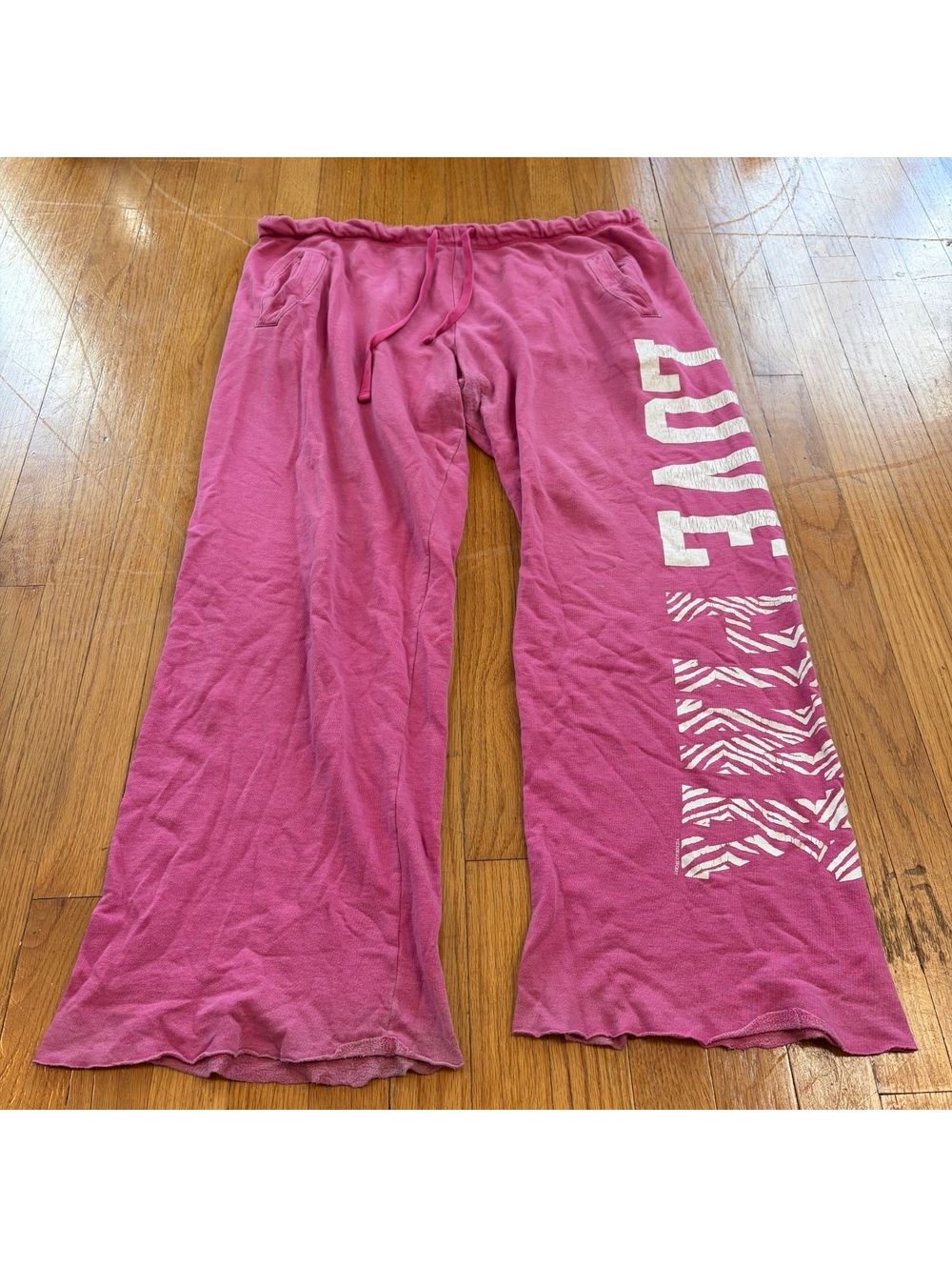 Vintage Y2K flared Victoria’s Secret PINK zebra print sweat pants